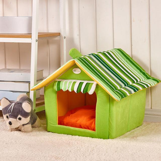 Striped Dog Bed with Removable Cover