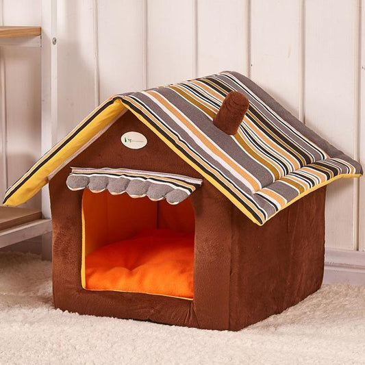 Striped Dog Bed with Removable Cover